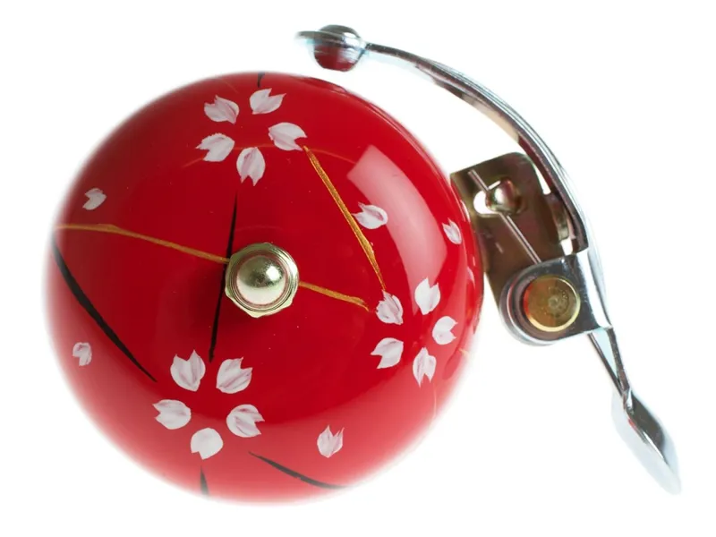 Crane Hand Painted Bell in Red Spring