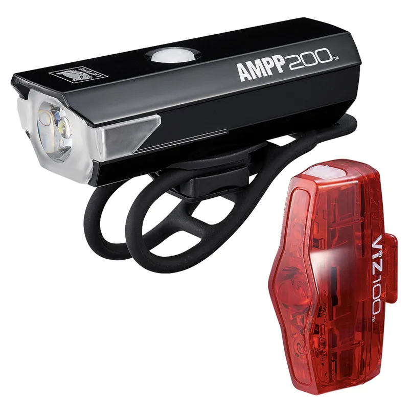 Cateye Ampp 200 / Viz 100 Bike Light Set in Black