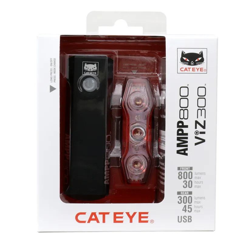 Cateye Ampp 800 / Viz 300 Bike Light Set