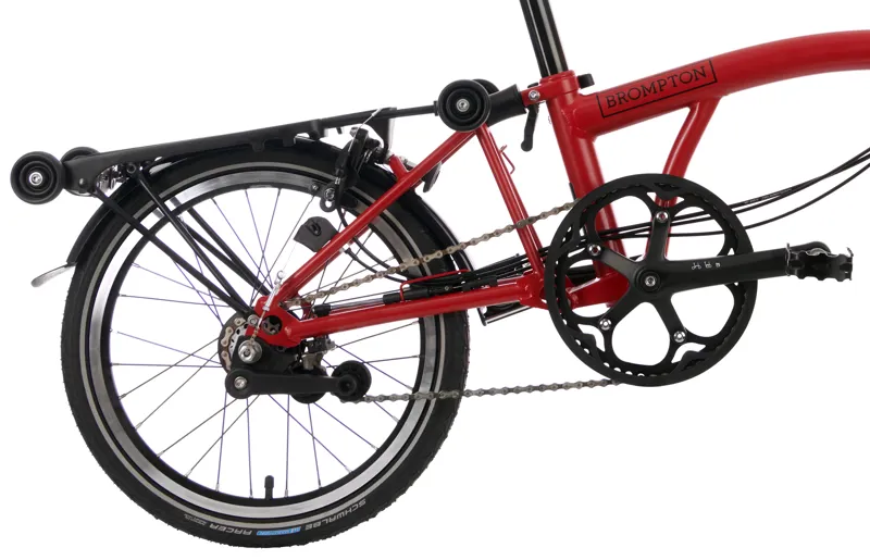 Brompton C Line Low Bar 6 Speed Bike with rack in House Red-5