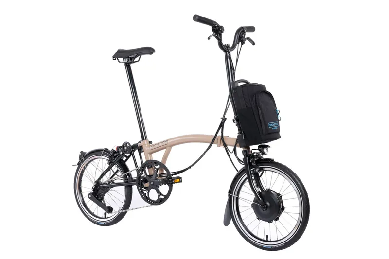 Brompton Electric C Line 4 Speed Folding Bike in Dune Sand-1