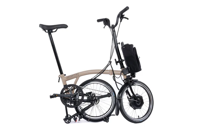Brompton Electric C Line 4 Speed Folding Bike in Dune Sand-3