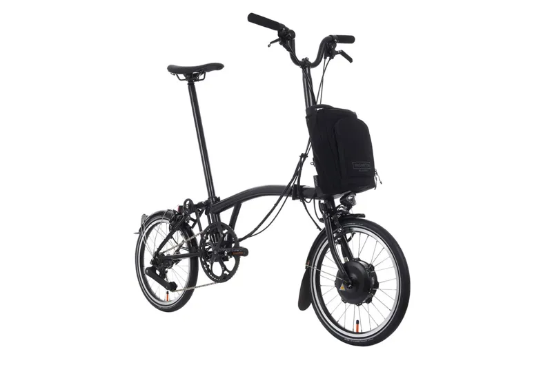 Brompton Electric P Line 12 Speed Folding Bike in Midnight Black Metallic-1