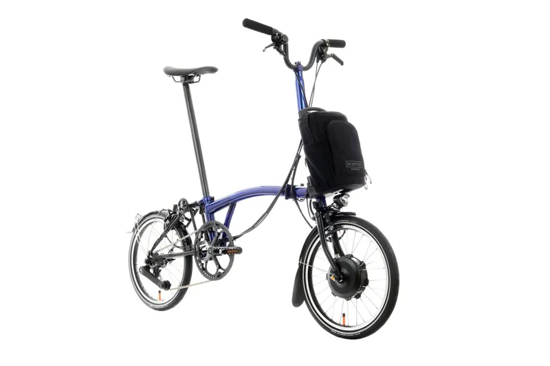 Brompton Electric P Line 12 Speed Folding Bike in Bolt Blue Lacquer-1