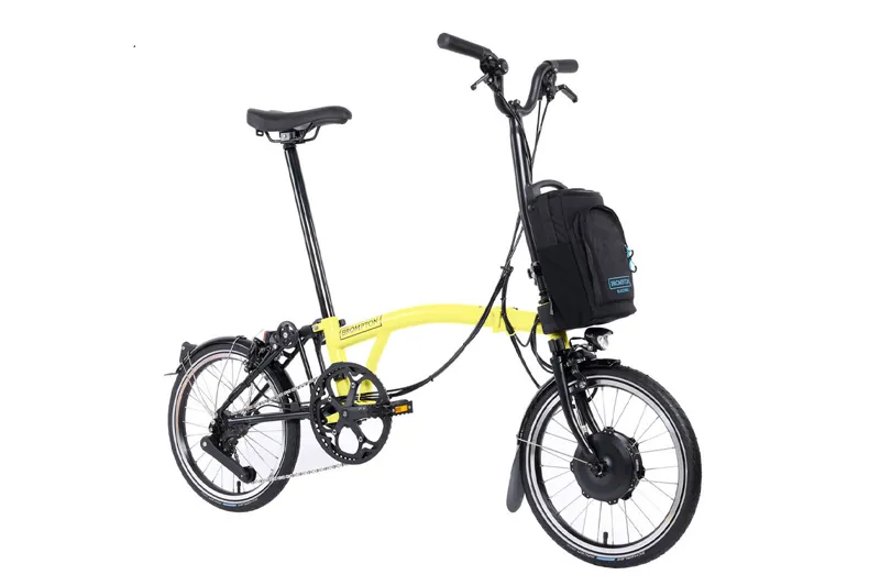 Brompton Electric C Line 12 Speed Electric Bike in Bumblebee Yellow-1