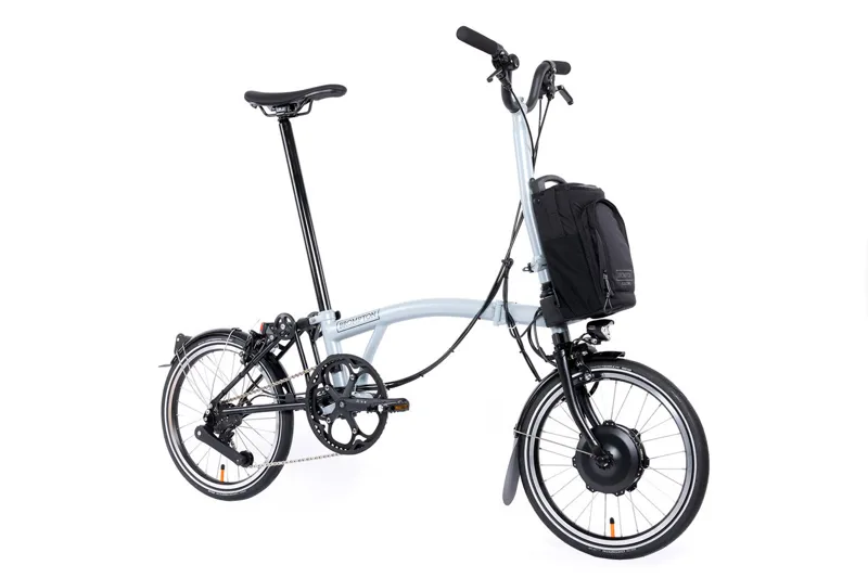 Brompton Electric P Line 4 Speed Folding Bike in Lunar Ice