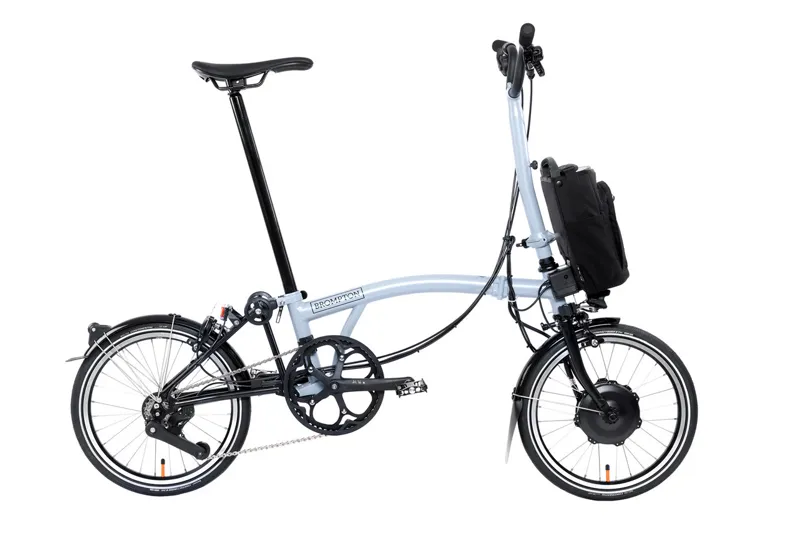 Brompton Electric P Line 4 Speed Folding Bike in Lunar Ice-1