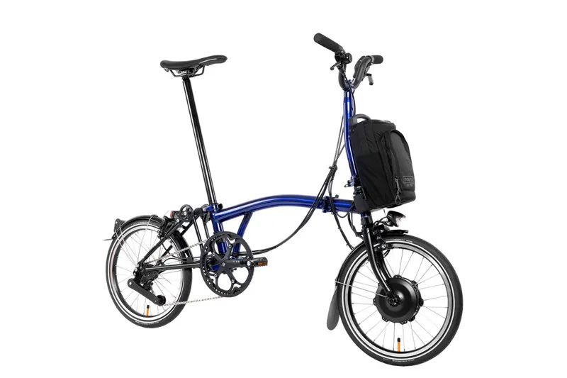 Brompton Electric P Line 4 Speed Folding Bike in Bolt Blue Lacquer