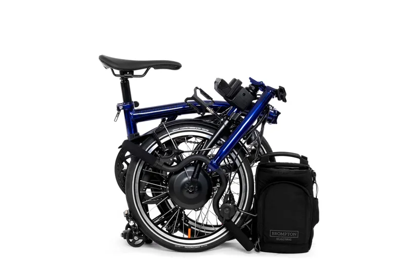 Brompton Electric P Line 4 Speed Folding Bike in Bolt Blue Lacquer-3