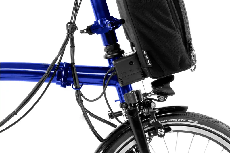 Brompton Electric P Line 4 Speed Folding Bike in Bolt Blue Lacquer-4