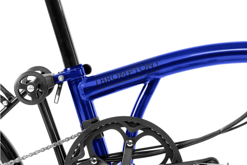 Brompton Electric P Line 4 Speed Folding Bike in Bolt Blue Lacquer-6