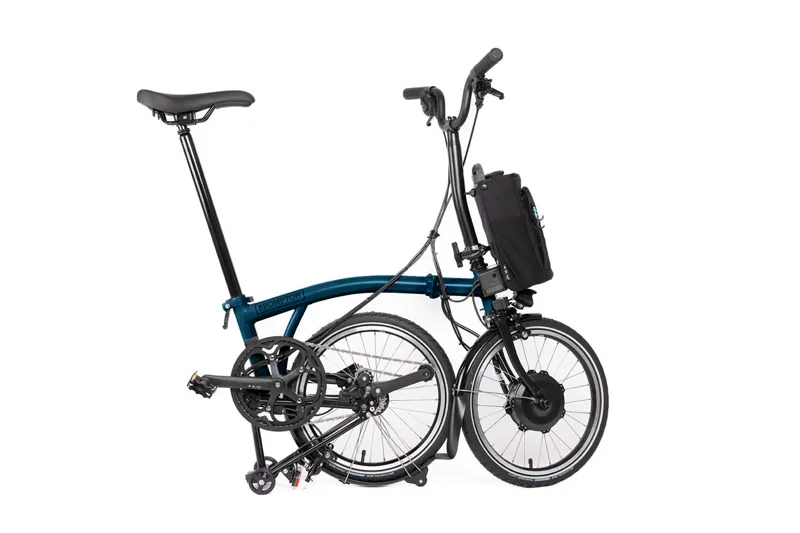 Brompton Electric C Line 12 Speed Folding Bike in Ocean Blue-3