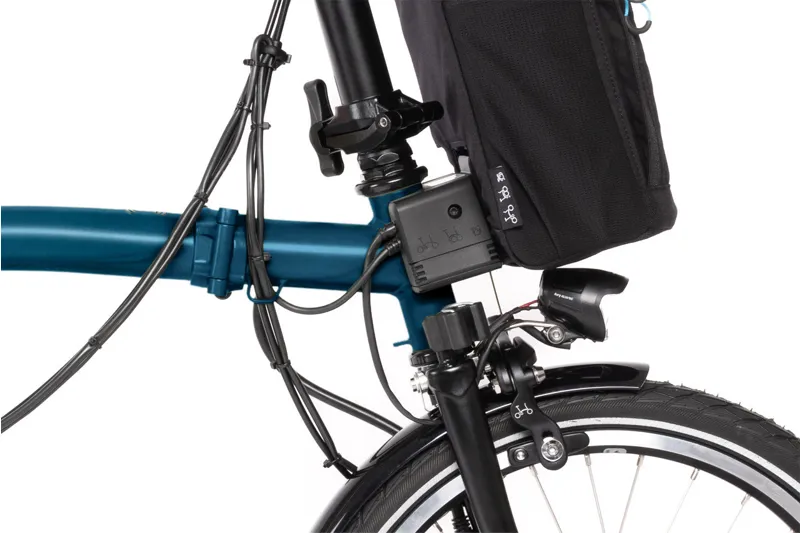 Brompton Electric C Line 12 Speed Folding Bike in Ocean Blue-5