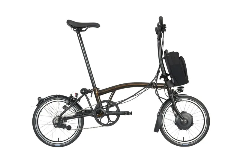 Brompton Electric C Line 12 Speed Folding Bike in Gloss Black Lacquer-2