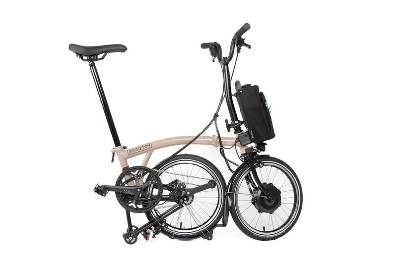 Brompton Electric C Line 12 Speed Folding Bike in Dune Sand-3