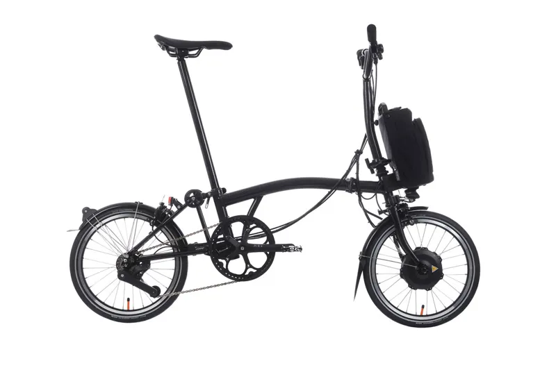 Brompton Electric P Line 12 Speed Folding Bike in Midnight Black Metallic-2