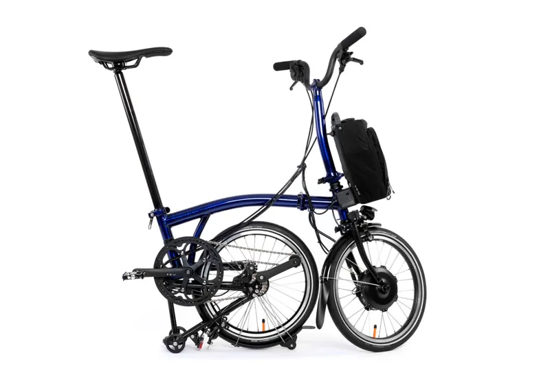 Brompton Electric P Line 12 Speed Folding Bike in Bolt Blue Lacquer-3