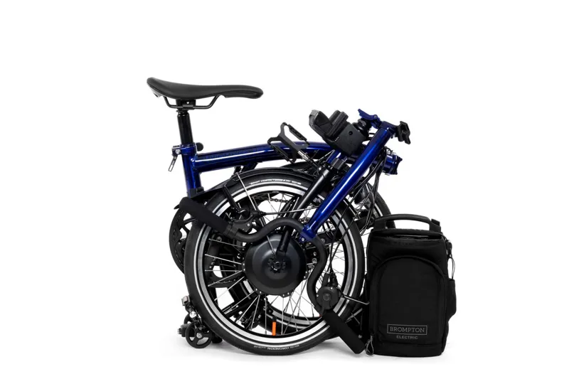 Brompton Electric P Line 12 Speed Folding Bike in Bolt Blue Lacquer-4