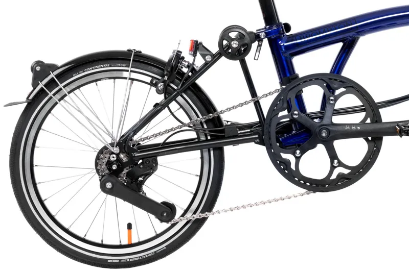 Brompton Electric P Line 12 Speed Folding Bike in Bolt Blue Lacquer-6