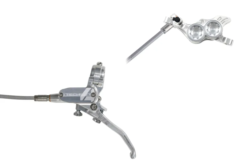 Hope Tech 4 E4 Disc Brake With Braided Hose in Silver and Silver