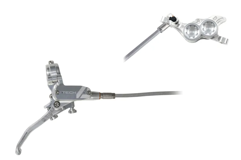 Hope Tech 4 E4 Disc Brake With Braided Hose in Silver and Silver-1