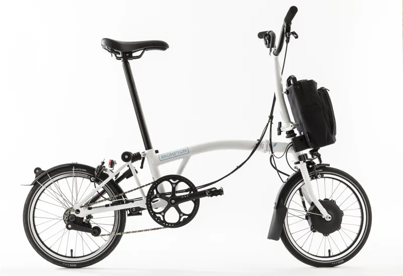 Brompton M2L Electric Folding Bike in White-1