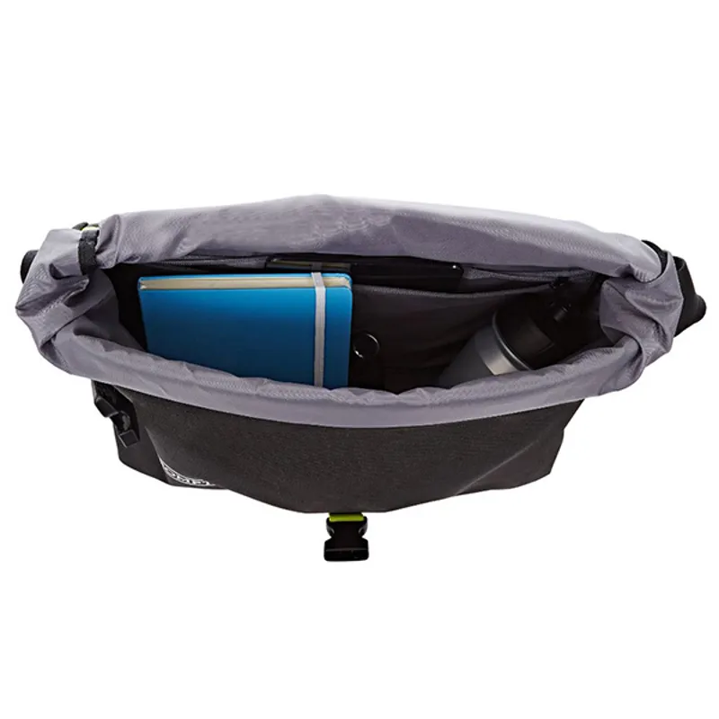 Brompton Roll Top Bag and frame in Black/Lime Green-1