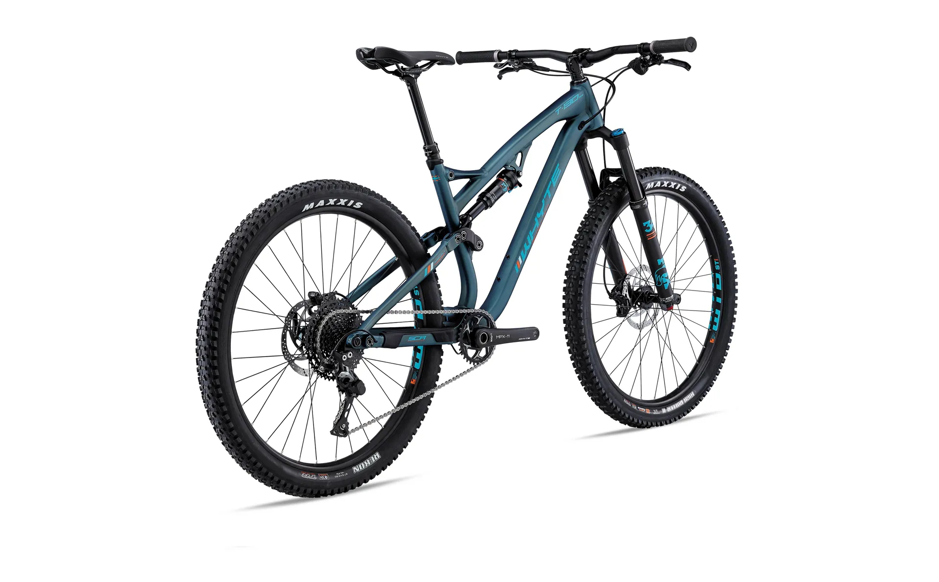 Whyte T-130 SR Full Suspension Trail Mountain Bike in Petrol Blue