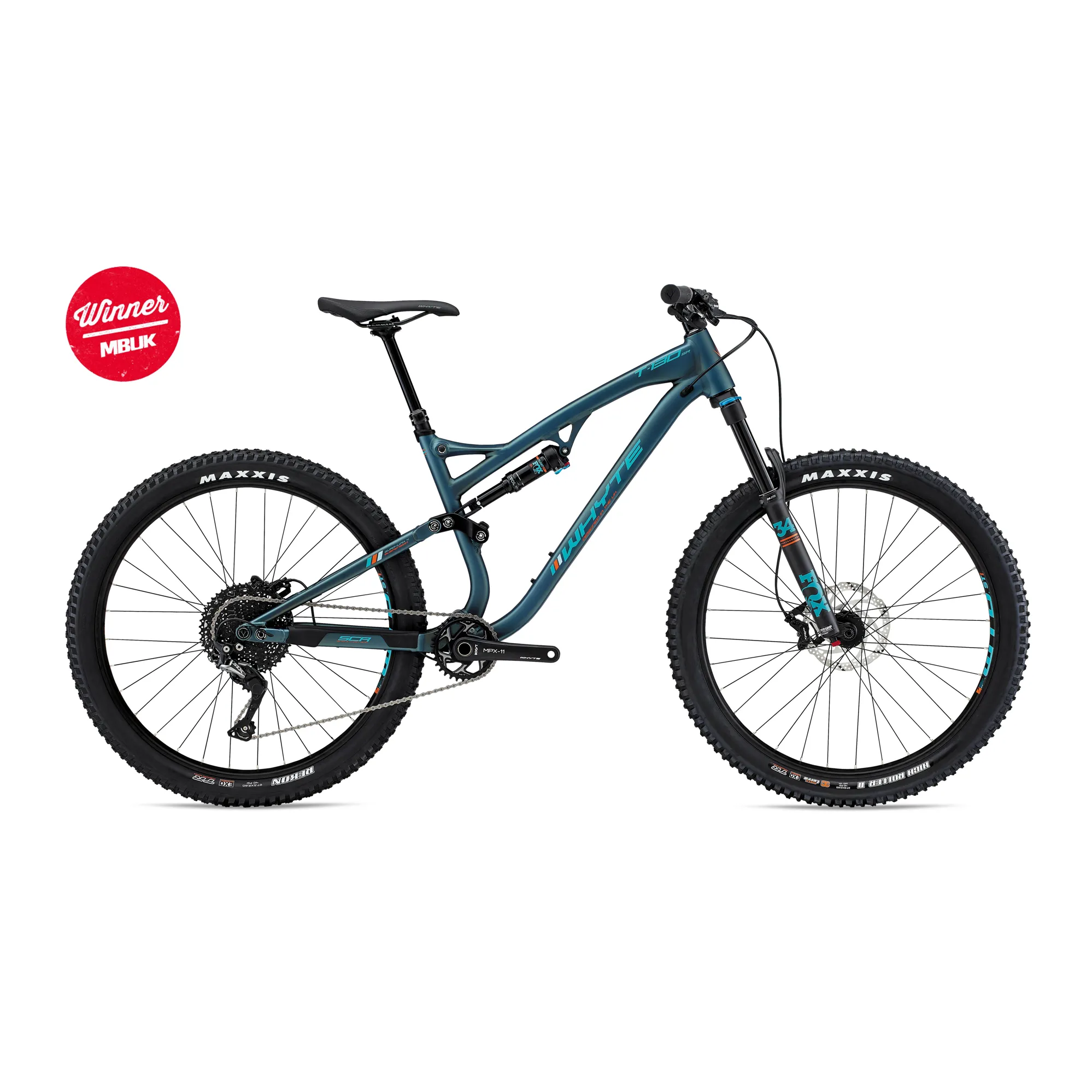 Whyte T-130 SR Full Suspension Trail Mountain Bike in Petrol Blue