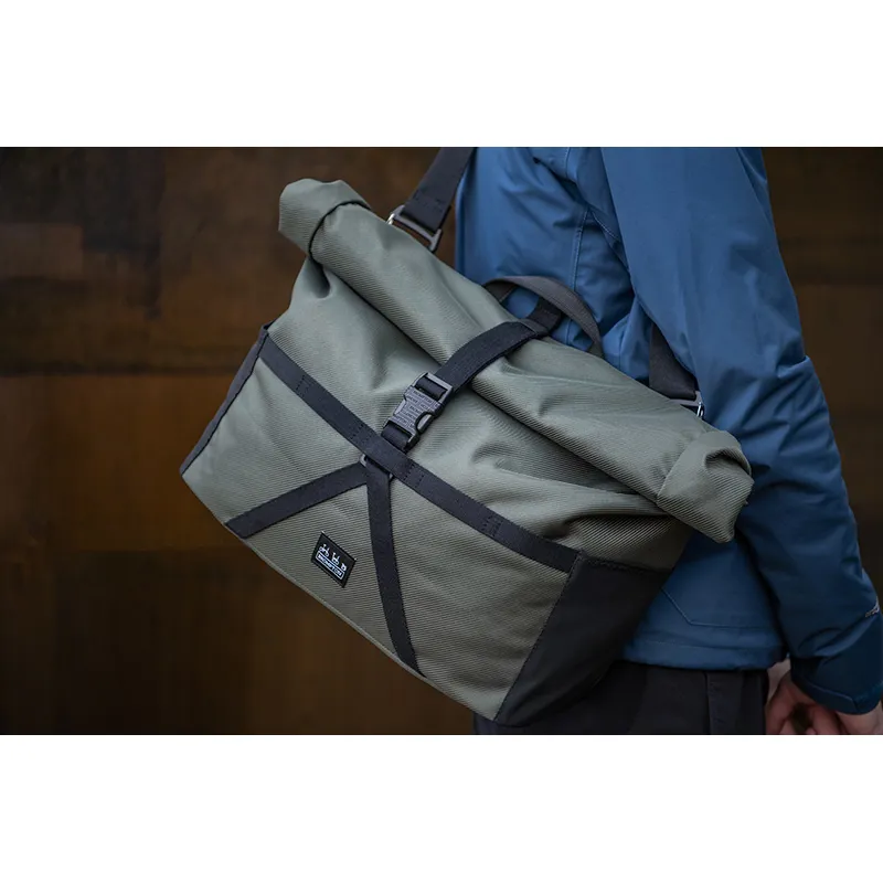 Brompton Borough Roll Top Bag Medium in Olive Green-5