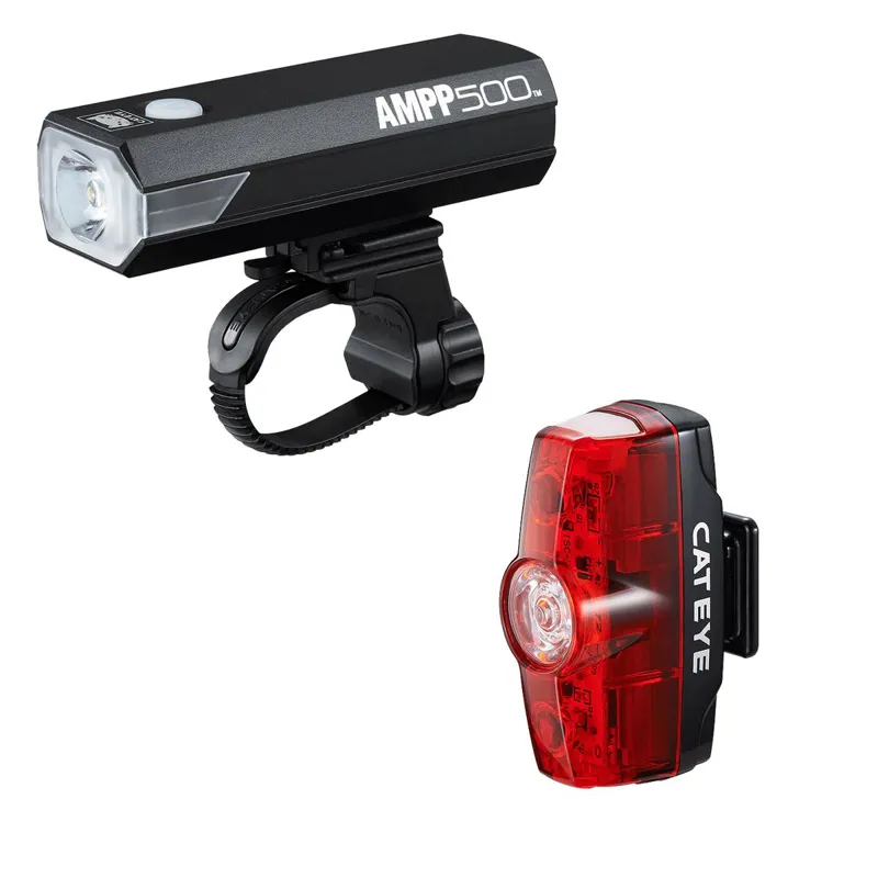 Cateye Ampp 500 And Rapid Mini Front and Rear Light Set In Black