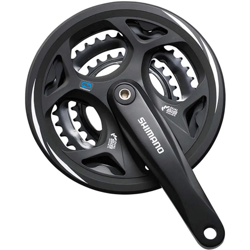 Shimano Altus FC-M311 Square Taper Chainset with Chainguard in Black