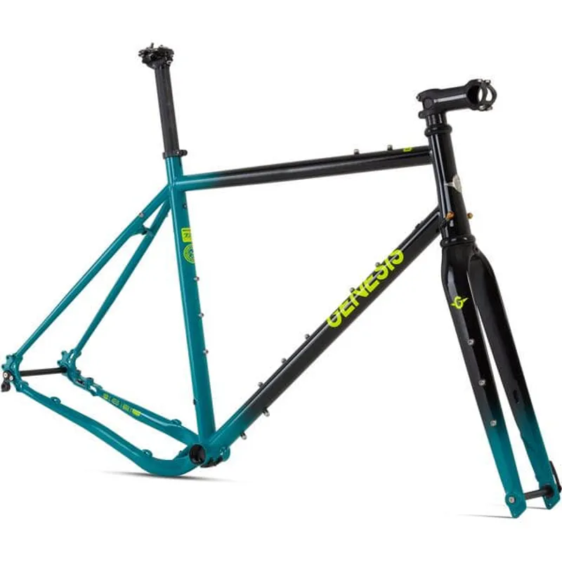 Genesis Fugio 725 Steel Gravel Bike Frameset in Green and black-1