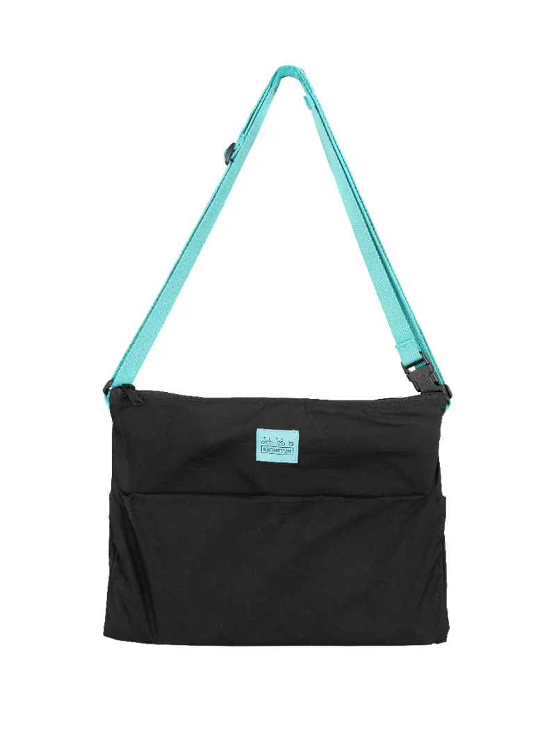 Brompton Logo Collection Musette Bag in Black / Turkish Green