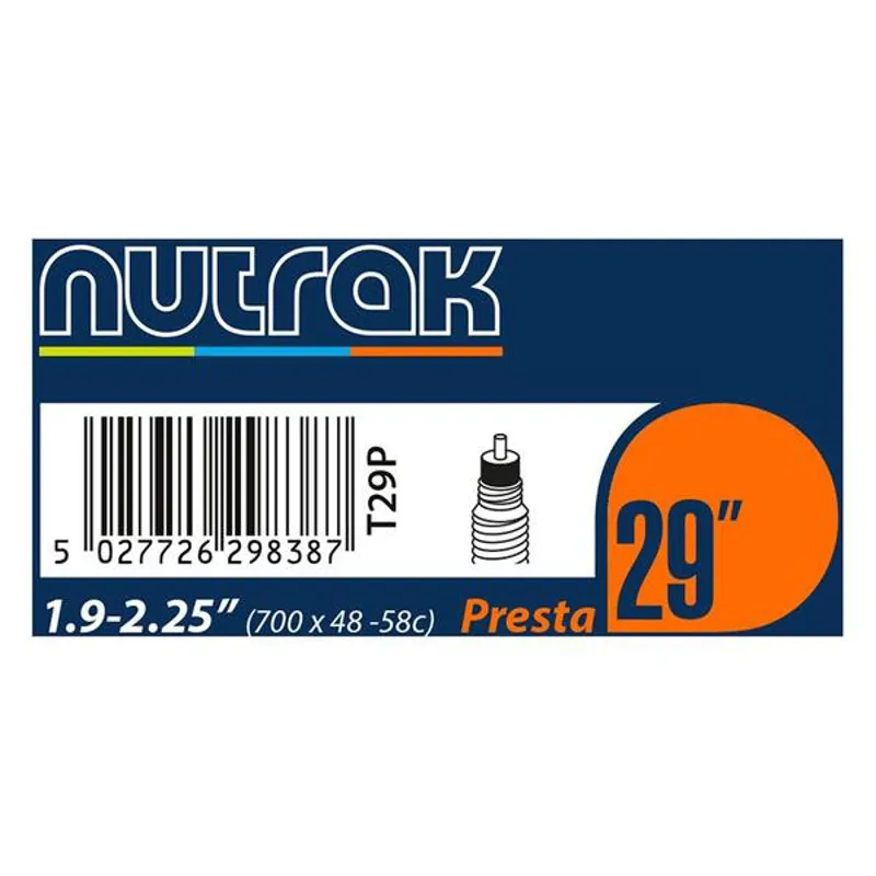 Nutrak 29 x 1.9-2.25 Presta Bicycle Inner Tube in Black