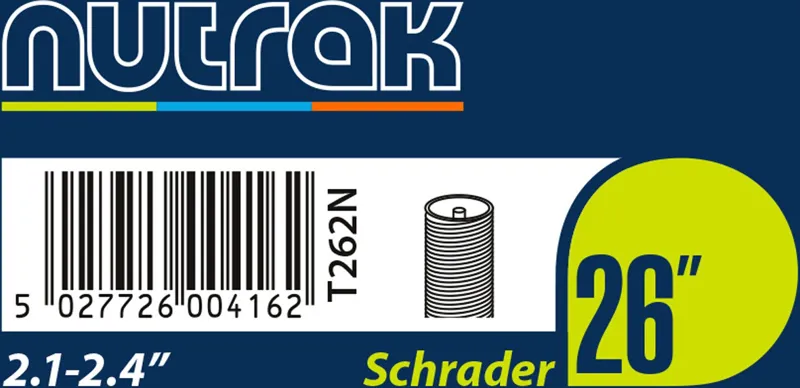 Nutrak 26 x 2.1-2.4 Schrader Bicycle Inner Tube in Black