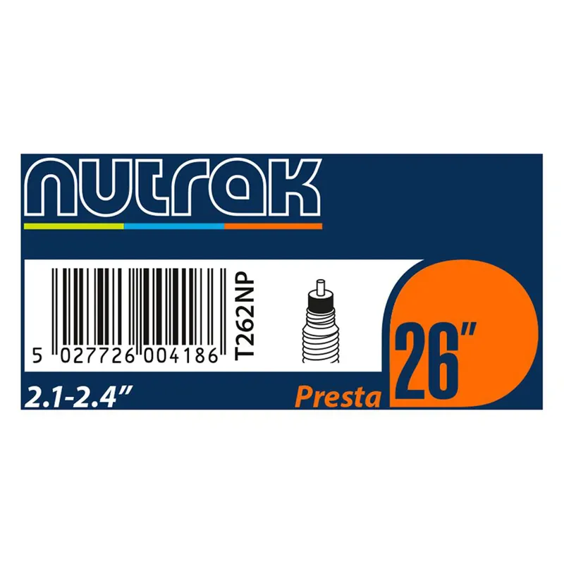 Nutrak 26 x 2.1-2.4 Presta Bicycle Inner Tube in Black