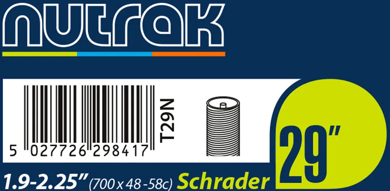 Nutrak 29 x 1.9-2.25 Schrader Bicycle Inner Tube in Black